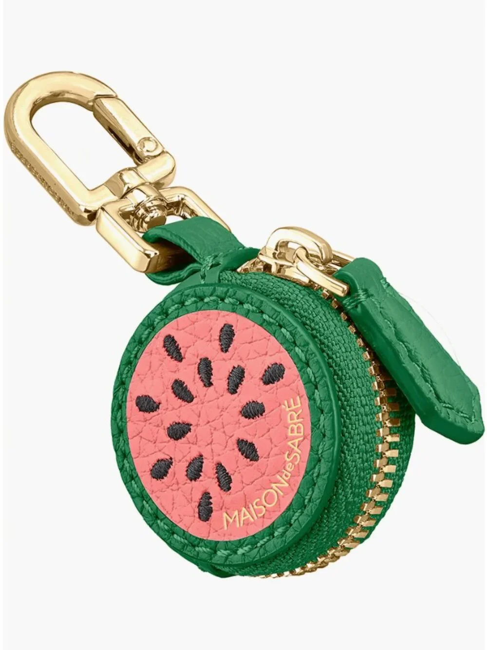 MAISON SABRE SABRÉMOJI Leather Watermelon Fruit Charm Round Keychain - Picture 2 of 5
